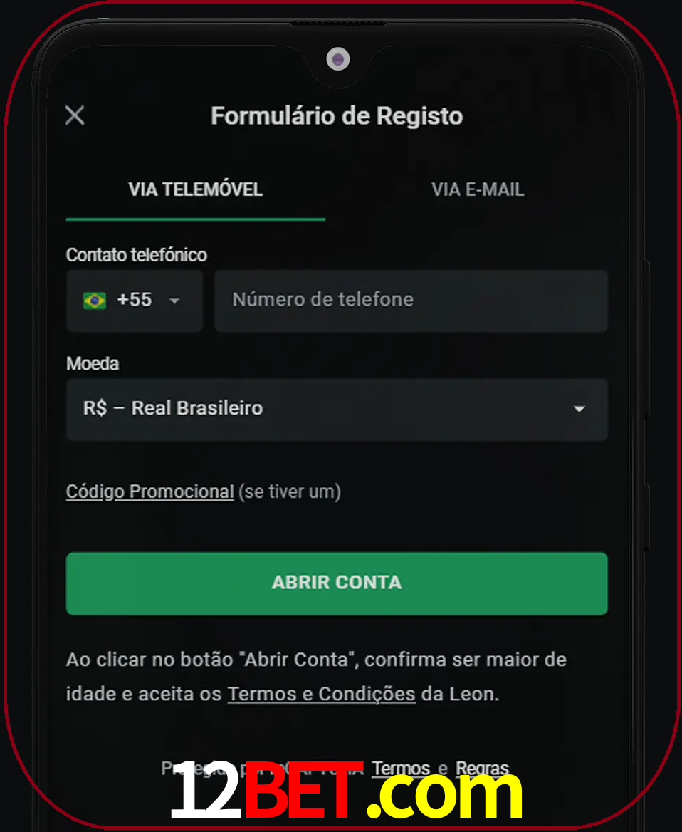 Abra o aplicativo e inicie o processo de registro.